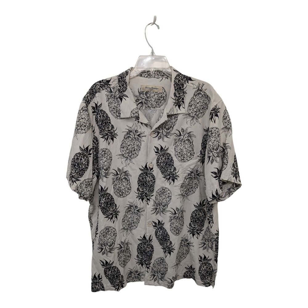 Tommy Bahama Men's 100% Silk Pineapple Print Hawaiian Camp Shirt Tropical XL
